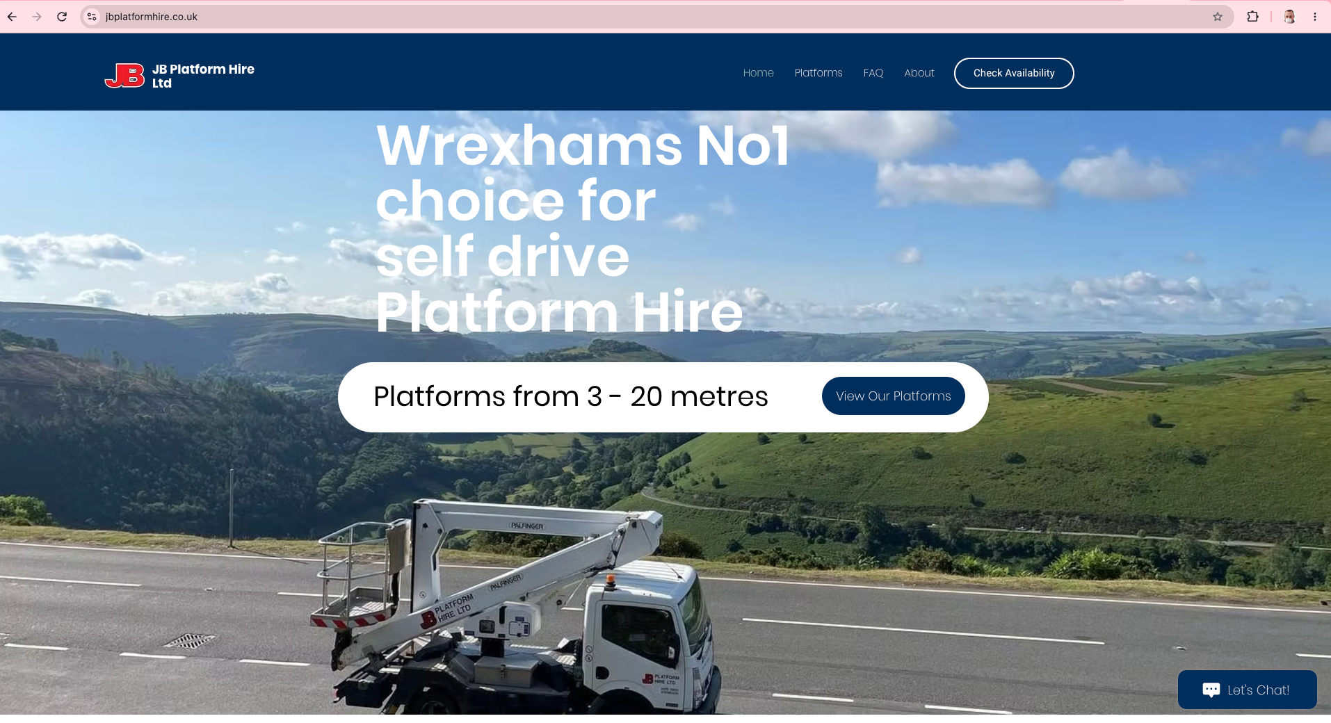 JB Platform Hire website