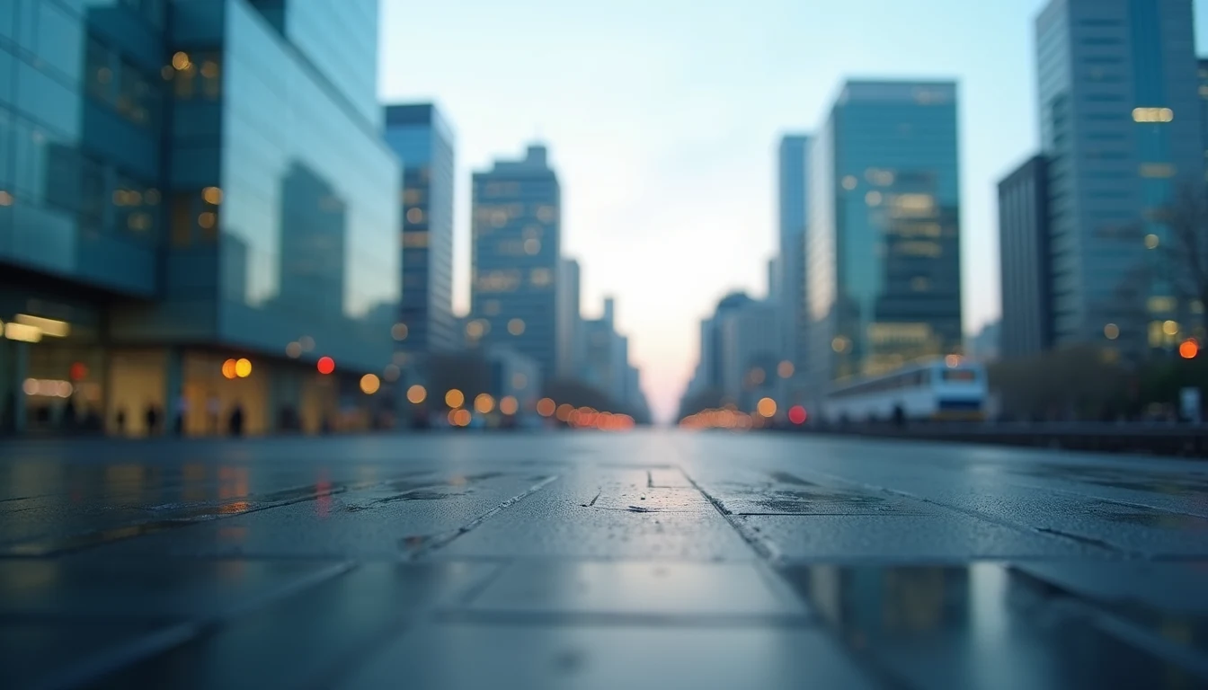 Close-up view of a UK city skyline with office buildings representing business outsourcing