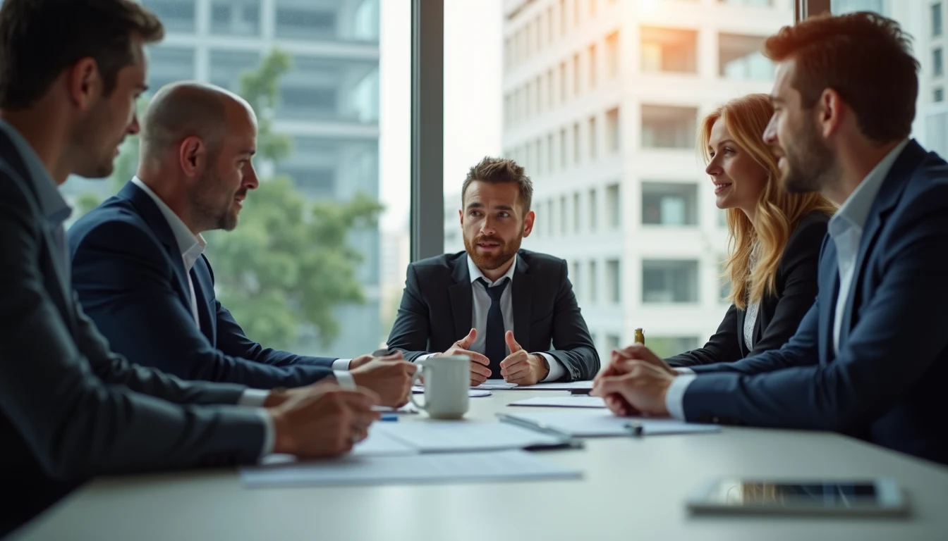 Close-up view of a team meeting discussing sales strategies