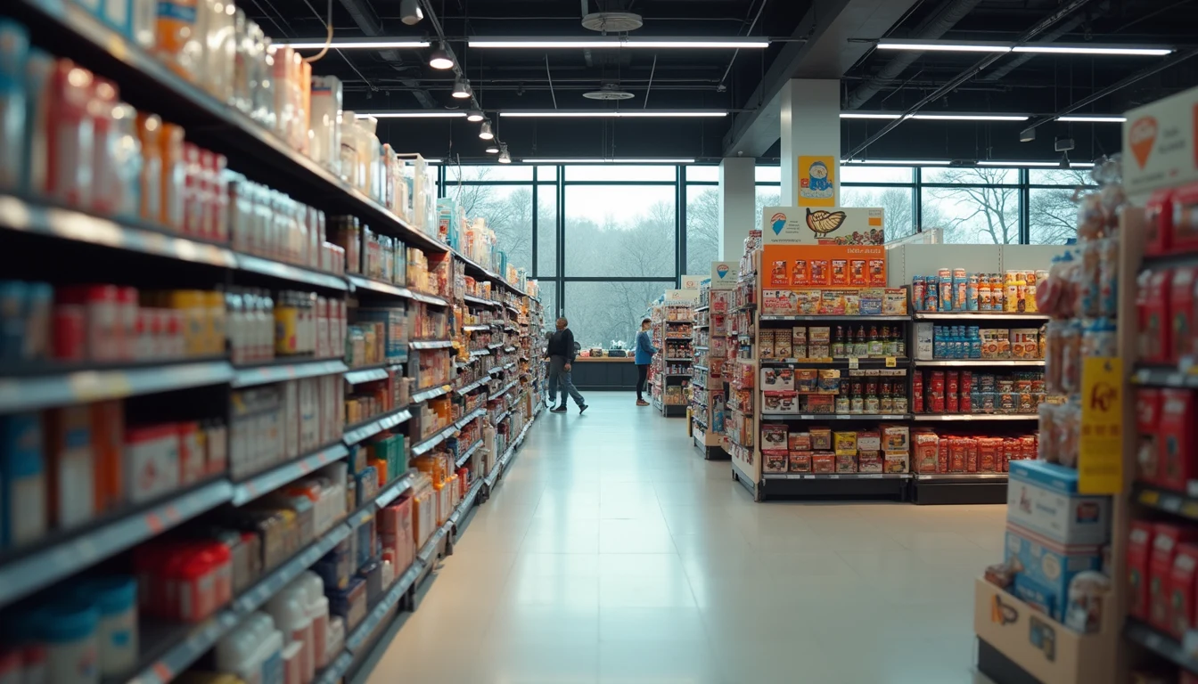 High angle view of a retail store with multiple sales channels