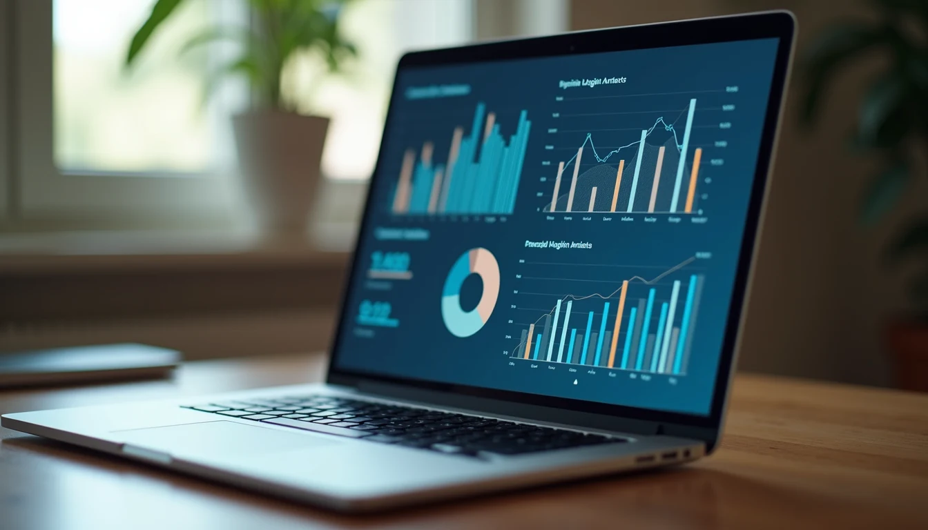 Close-up view of a laptop screen showing digital marketing analytics
