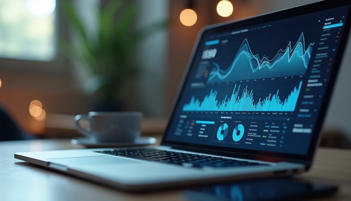 Close-up view of a laptop screen showing digital marketing analytics