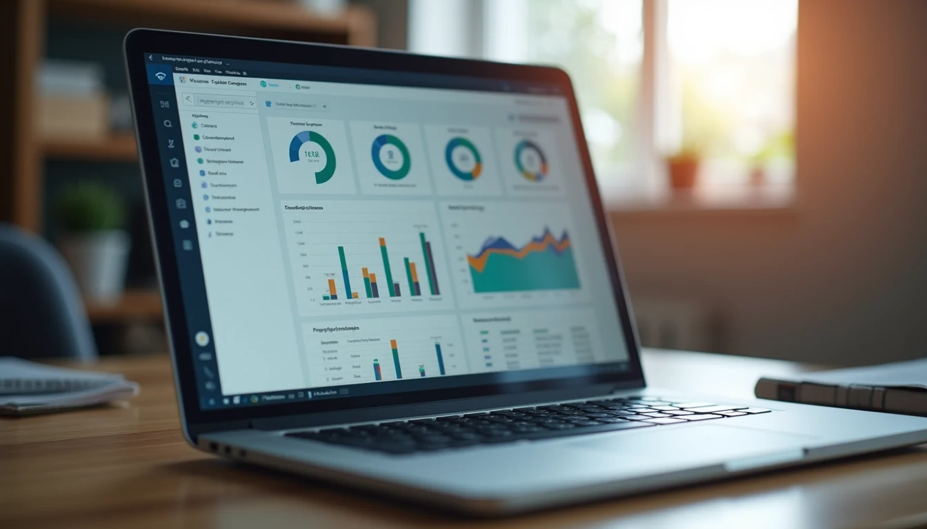 Close-up view of a laptop screen showing sales analytics dashboard