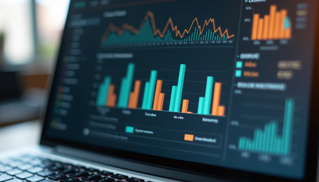 Close-up view of a laptop screen showing a project management dashboard